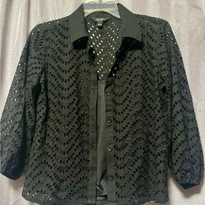 Simply Vera Wang NWT Eyelet SHORT & TOP Layered Lined Black Sz S Womans